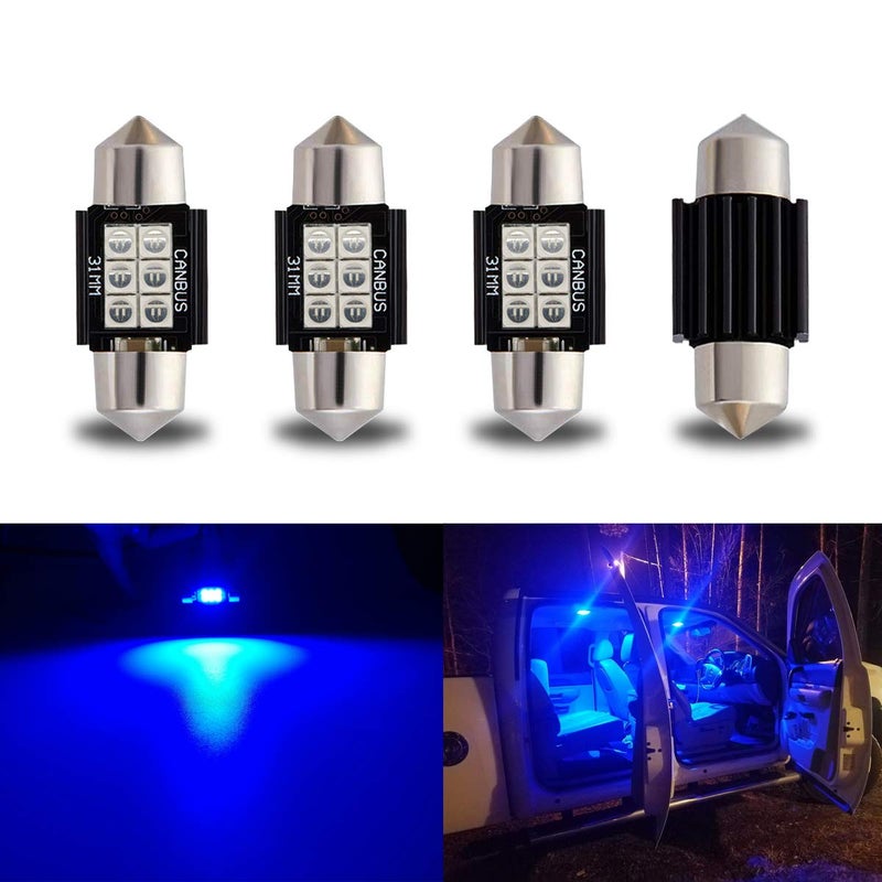 iBrightstar 9-30V Extremely Bright DE3175 DE3021 Festoon LED Bulbs Error Free 1.25" 31mm for Interior Map Dome Lights and License Plate Courtesy Lights, Blue - Image 1